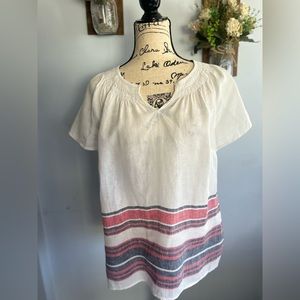 Talbots boho blouse 100% linen chic sustainable classy vacation cruise‎